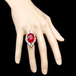 14k White Gold 22.00ct Ruby 1.30ct Diamond Ring