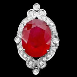 14k White Gold 22.00ct Ruby 1.30ct Diamond Ring