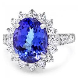 18k Gold 7.00ct Tanzanite 1.50ct Diamond Ring