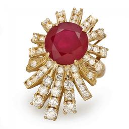 14k Yellow Gold 7.00ct Ruby 2.60ct Diamond Ring