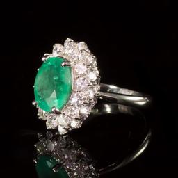 14K Gold 3.24ct Emerald 1.51ct Diamond Ring