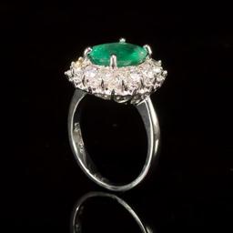 14K Gold 3.24ct Emerald 1.51ct Diamond Ring