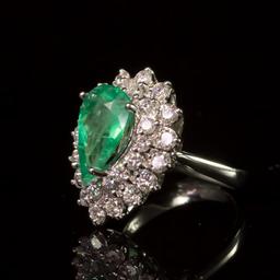 14K Gold 2.05ct Emerald 1.70ct Diamond Ring