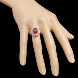 14k White Gold 3.50ct Ruby 0.78ct Diamond Ring