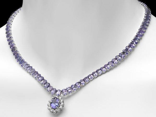 14k Gold 49ct Tanzanite 1.50ct Diamond Necklace