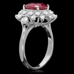 14k White Gold 3.50ct Ruby 0.78ct Diamond Ring