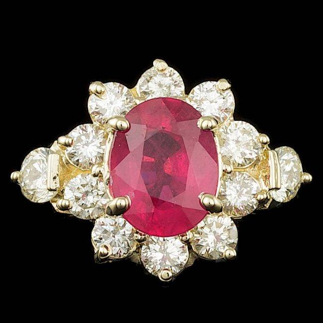 14k Yellow Gold 2.50ct Ruby 1.50ct Diamond Ring