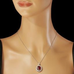 14K Gold 5.54ct Ruby 0.85ct Diamond Pendant