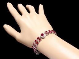 14k White Gold 22ct Ruby 1.30ct Diamond Bracelet