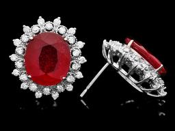 14k Gold 14.00ct Ruby 1.50ct Diamond Earrings