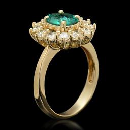 14K Gold 1.04ct Emerald 1.25ct Diamond Ring