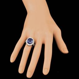 14k Gold 9.50ct Sapphire 1.35ct Diamond Ring