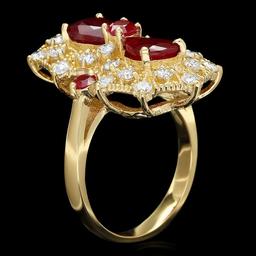 14k Yellow Gold 4.2ct Ruby 1.00ct Diamond Ring