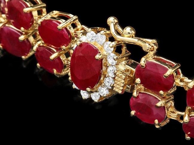 14k Yellow Gold 35ct Ruby 0.45ct Diamond Bracelet