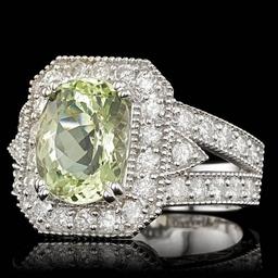 14k White Gold 3.25ct Beryl 1.30ct Diamond Ring