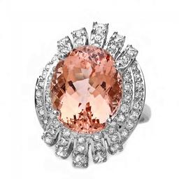 14k Gold 10.40ct Morganite 1.30ct Diamond Ring