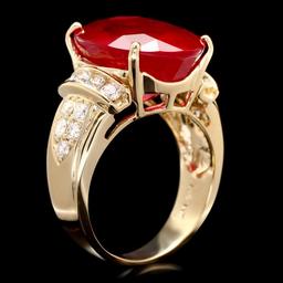 14k Yellow Gold 15.75ct Ruby 0.80ct Diamond Ring