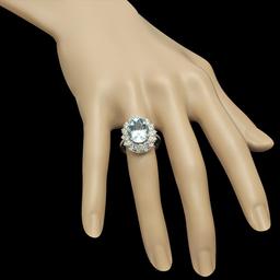 14K Gold 5.02ct Aquamarine & 1.76ct Diamond Ring