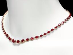 14k Gold 37.00ct Ruby 1.60ct Diamond Necklace