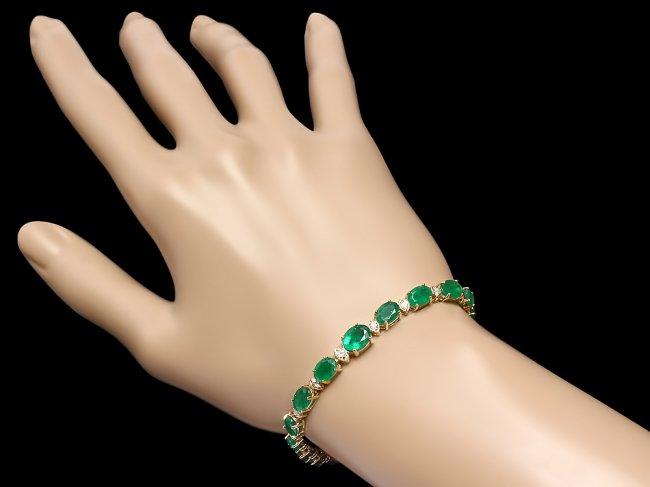 14k Gold 11ct Emerald .60ct Diamond Bracelet