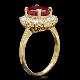 14k Yellow Gold 3.61ct Ruby 1.05ct Diamond Ring