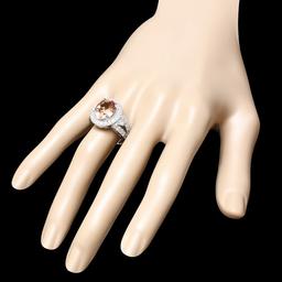 14k White Gold 5ct Morganite 1.40ct Diamond Ring