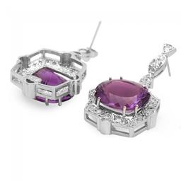 14k Gold 18.00ct Amethyst 1.90ct Diamond Earrings