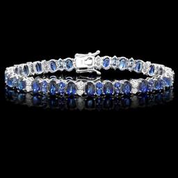 14k Gold 19ct Sapphire 1.35ct Diamond Bracelet