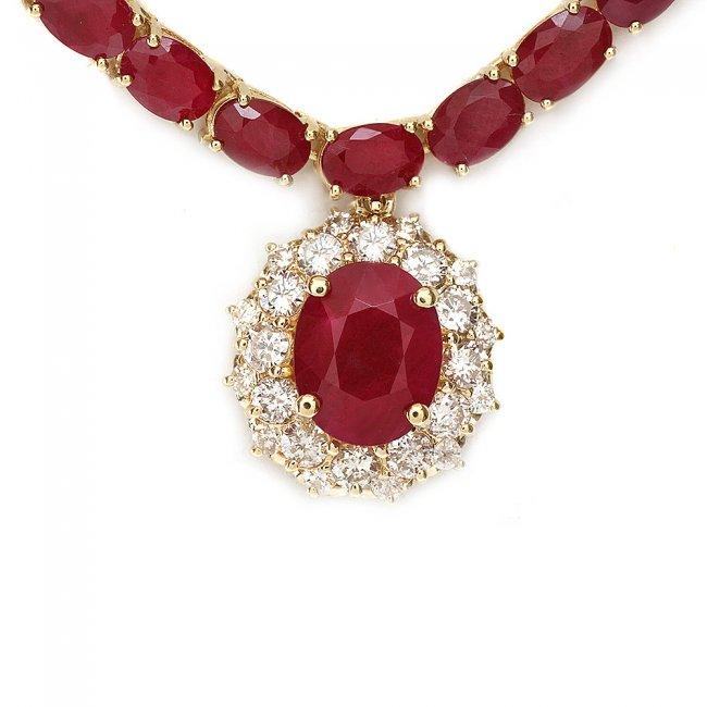 14k Yellow Gold 49ct Ruby 1.30ct Diamond Necklace