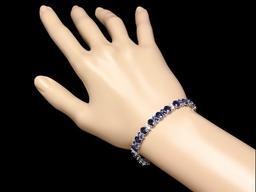 14k Gold 19ct Sapphire 1.35ct Diamond Bracelet