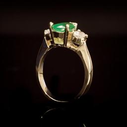 14 Gold 1.36ct Emerald 0.60ct Diamond Ring