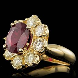 14k Yellow Gold 3.00ct Ruby 1.50ct Diamond Ring