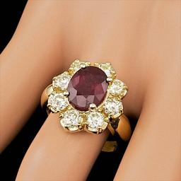 14k Yellow Gold 3.00ct Ruby 1.50ct Diamond Ring