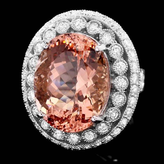 14k Gold 16.20ct Morganite 1.85ct Diamond Ring