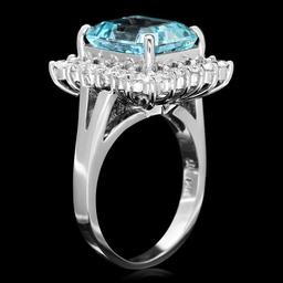 14k Gold 2.00ct Aquamarine 1.00ct Diamond Ring