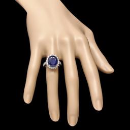 14k Gold 8.00ct Sapphire 1.15ct Diamond Ring