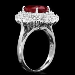 14k White Gold 5.00ct Ruby 1.50ct Diamond Ring