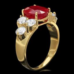 14k Yellow Gold 4.00ct Ruby 1.35ct Diamond Ring