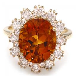 14k Gold 4.50ct Citrine 1.35ct Diamond Ring