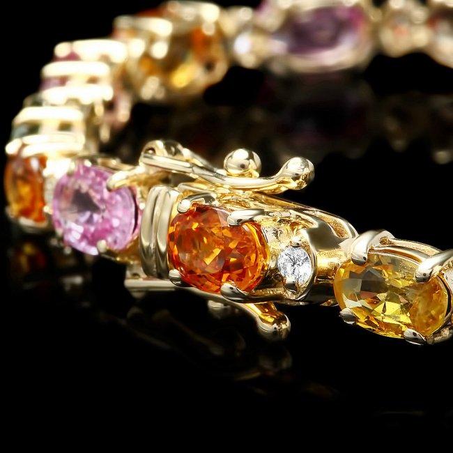14k Gold 15.79ct Sapphire 0.74ct Diamond Bracelet