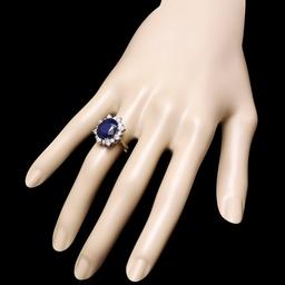 14k Gold 7.00ct Sapphire 1.00ct Diamond Ring