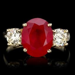 14k Yellow Gold 5.00ct Ruby 1.10ct Diamond Ring