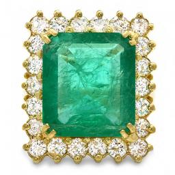 18k Gold 9.00ct Emerald 2.40ct Diamond Ring
