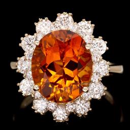 14k Gold 4.50ct Citrine 1.35ct Diamond Ring