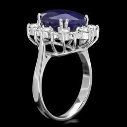 14k Gold 7.00ct Sapphire 1.00ct Diamond Ring