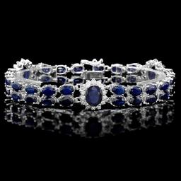 14k Gold 29ct Sapphire 1.75ct Diamond Bracelet