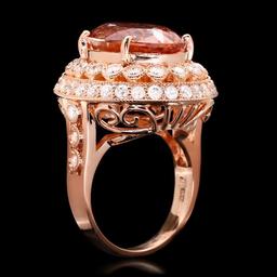 14k Rose 10.00ct Morganite 1.60ct Diamond Ring