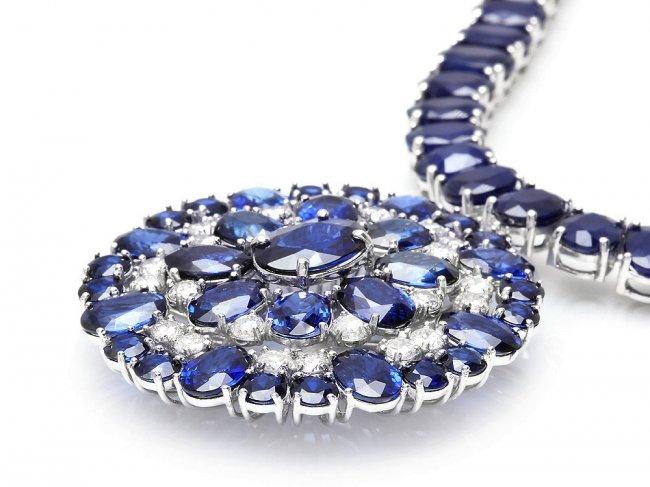 14k Gold 94ct Sapphire 1.80ct Diamond Pendant