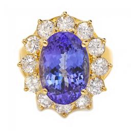 14k Gold 7.40ct Tanzanite 2.20ct Diamond Ring