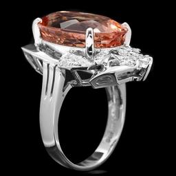 14k Gold 13.00ct Morganite 0.30ct Diamond Ring